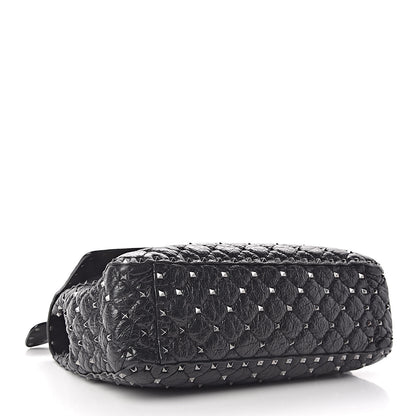 Valentino Garavani Craquele Nappa Large Rockstud Spike Shoulder Bag Black 4 of 10
