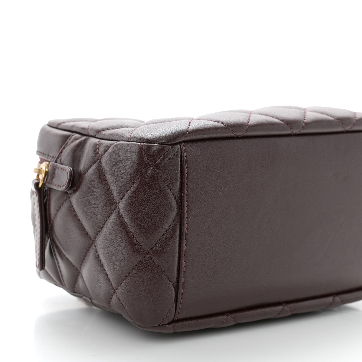 Chanel Lambskin Quilted Mini Wenge Wood Bowling Bag Burgundy 9 of 11