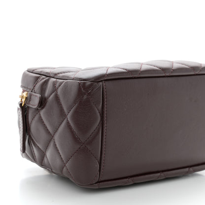 Chanel Lambskin Quilted Mini Wenge Wood Bowling Bag Burgundy 9 of 11