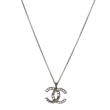 Chanel Baguette Crystal Large CC Necklace Silver 1 of 3