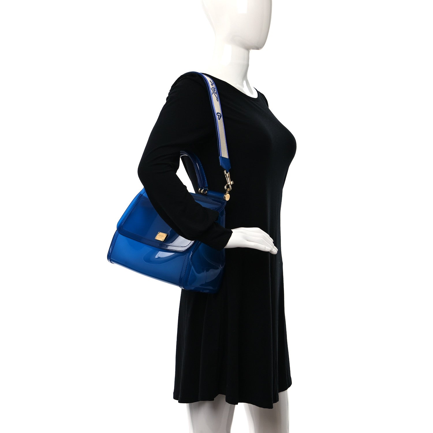 Dolce & Gabbana DOLCE &amp; GABBANA Rubber Semi Transparent Miss Sicily Satchel Blue 2 of 7