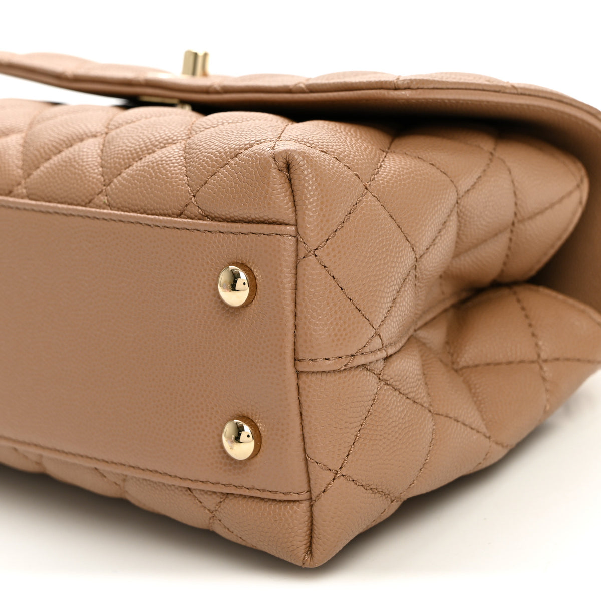 Caviar Quilted Mini Coco Handle Flap Beige