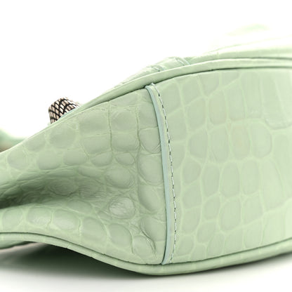 Balenciaga Extra Supple Calfskin Crocodile Embossed Le Cagole Shoulder Bag XS Light Green 9 of 12