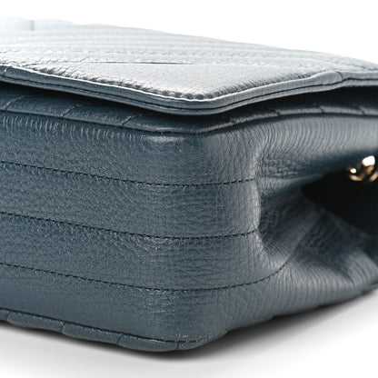 Chanel Metallic Calfskin Chevron Quilted Small Statement Flap Blue 9 of 9