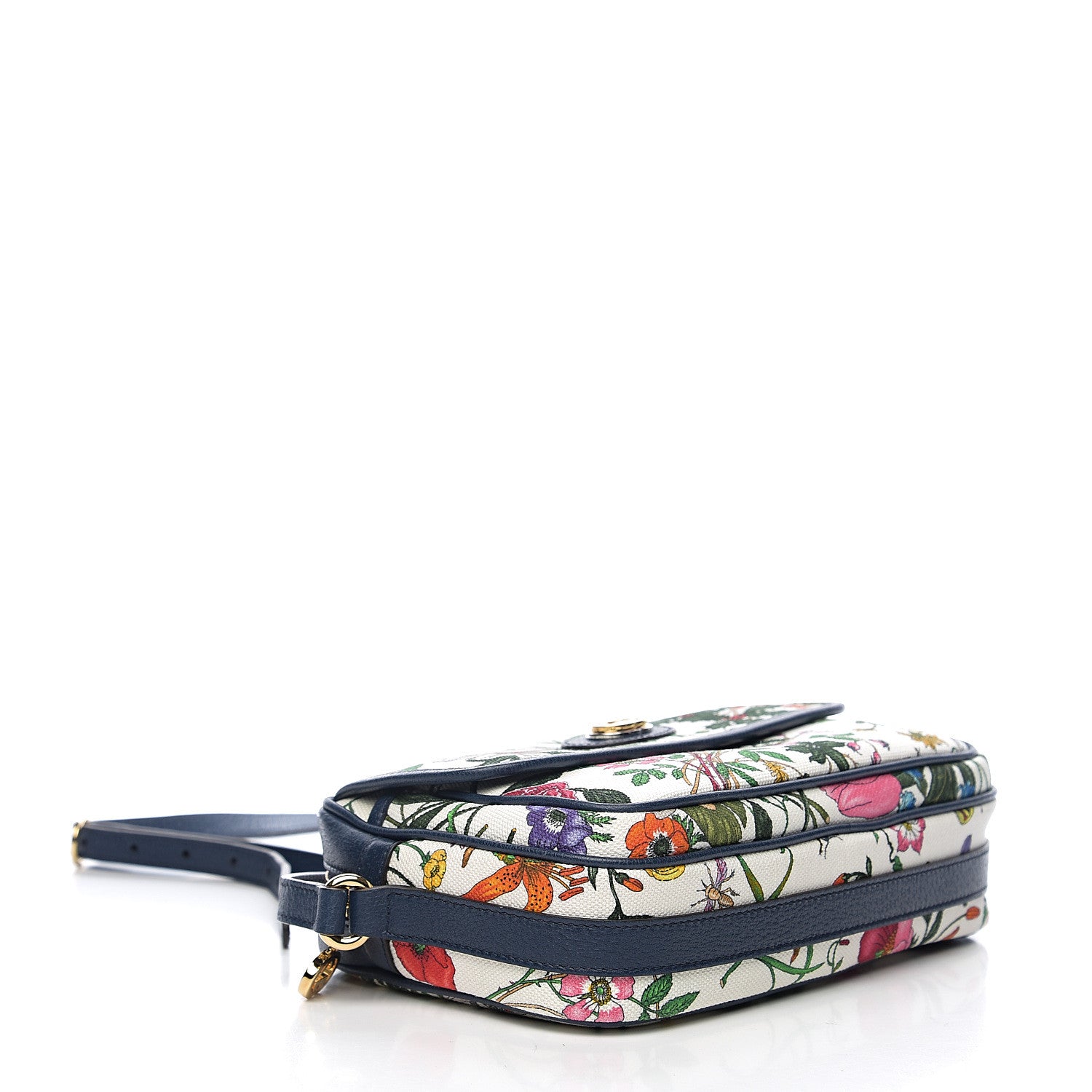Gucci Canvas Flora Floral Shoulder Bag White Blue Agata Mulitcolor 3 of 9