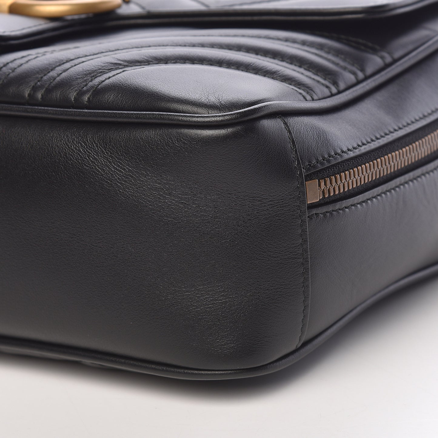 Calfskin Matelasse Sylvie Web Small GG Marmont Top Handle Shoulder Bag Black