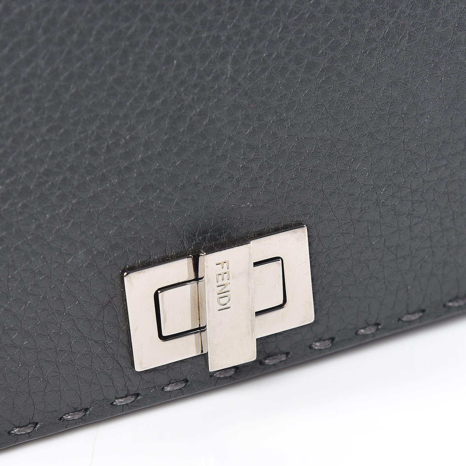 Fendi Cuoio Romano Selleria Mini Peekaboo Clutch Wallet Asfalto 10 of 11