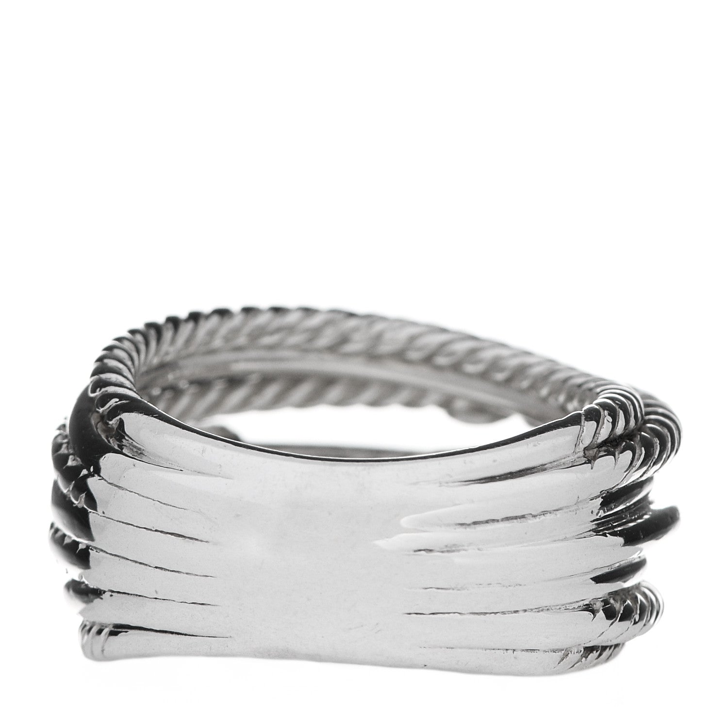 David Yurman Sterling Silver Diamond Triple X Crossover Ring 54 7 3 of 4