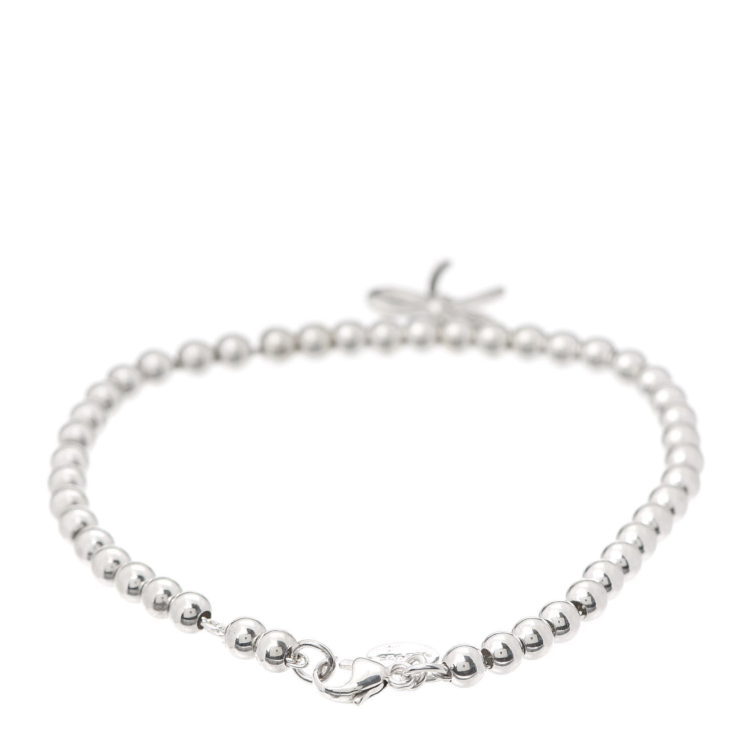 Tiffany Sterling Silver 4mm Bow Bead Bracelet 3 of 7