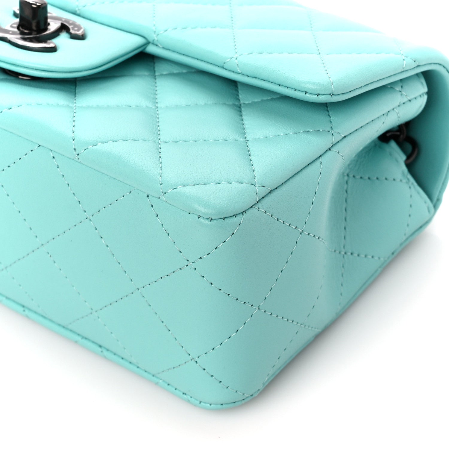 Chanel Lambskin Quilted Mini Rectangular Flap Turquoise 11 of 13