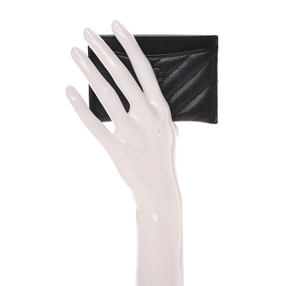 Chanel Iridescent Caviar Chevron Quilted Card Holder Black 2 of 10
