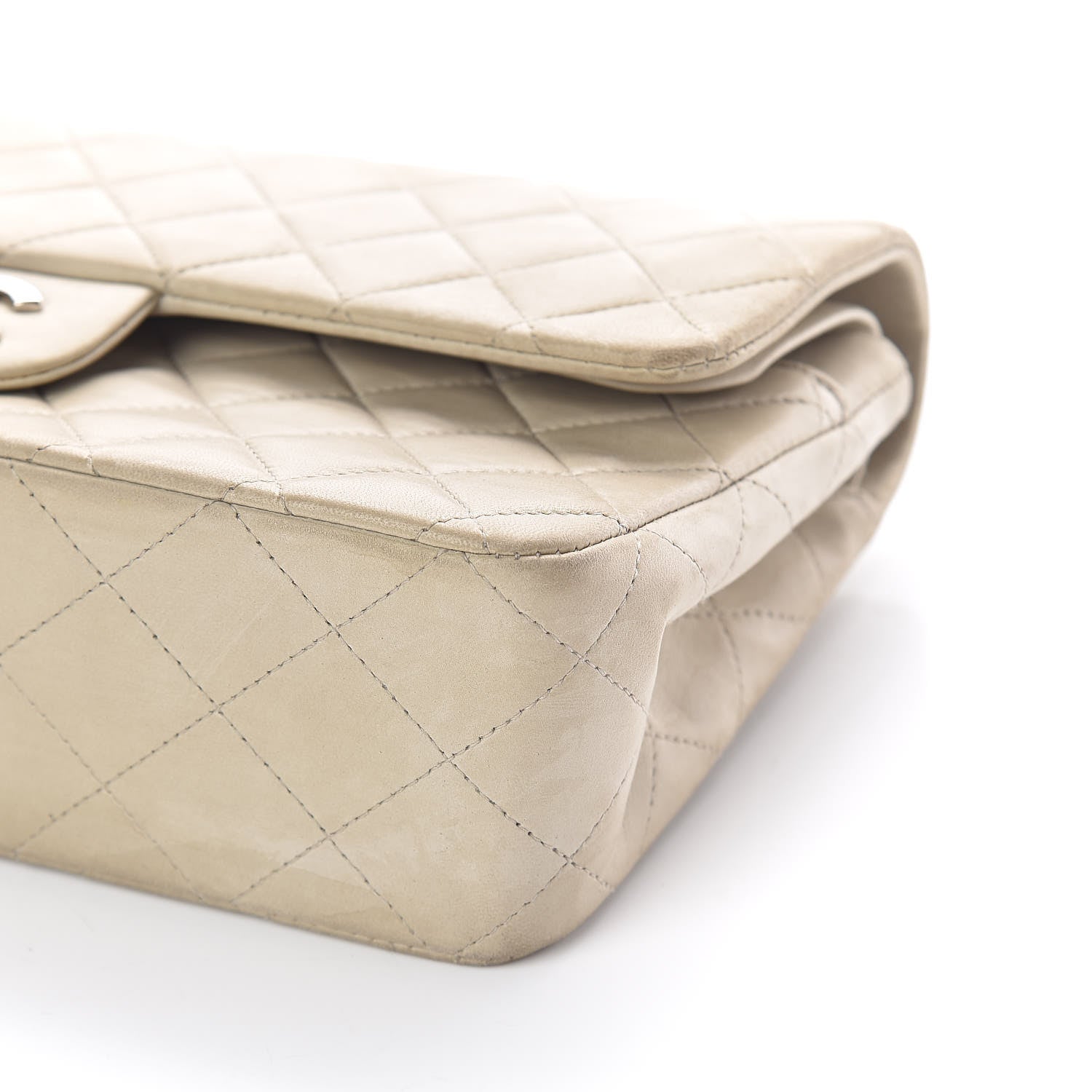 Chanel Lambskin Quilted Medium Double Flap Light Grey 6 of 9