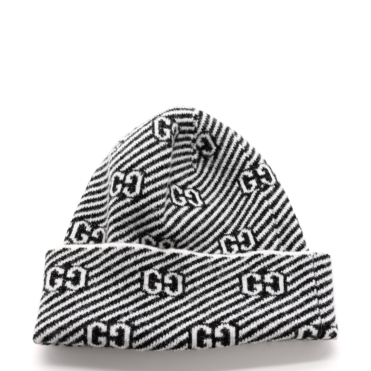 Wool GG Monogram Diagogy Beanie Hat S Black Ivory