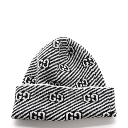Gucci Wool GG Monogram Diagogy Beanie Hat S Black Ivory 3 of 5