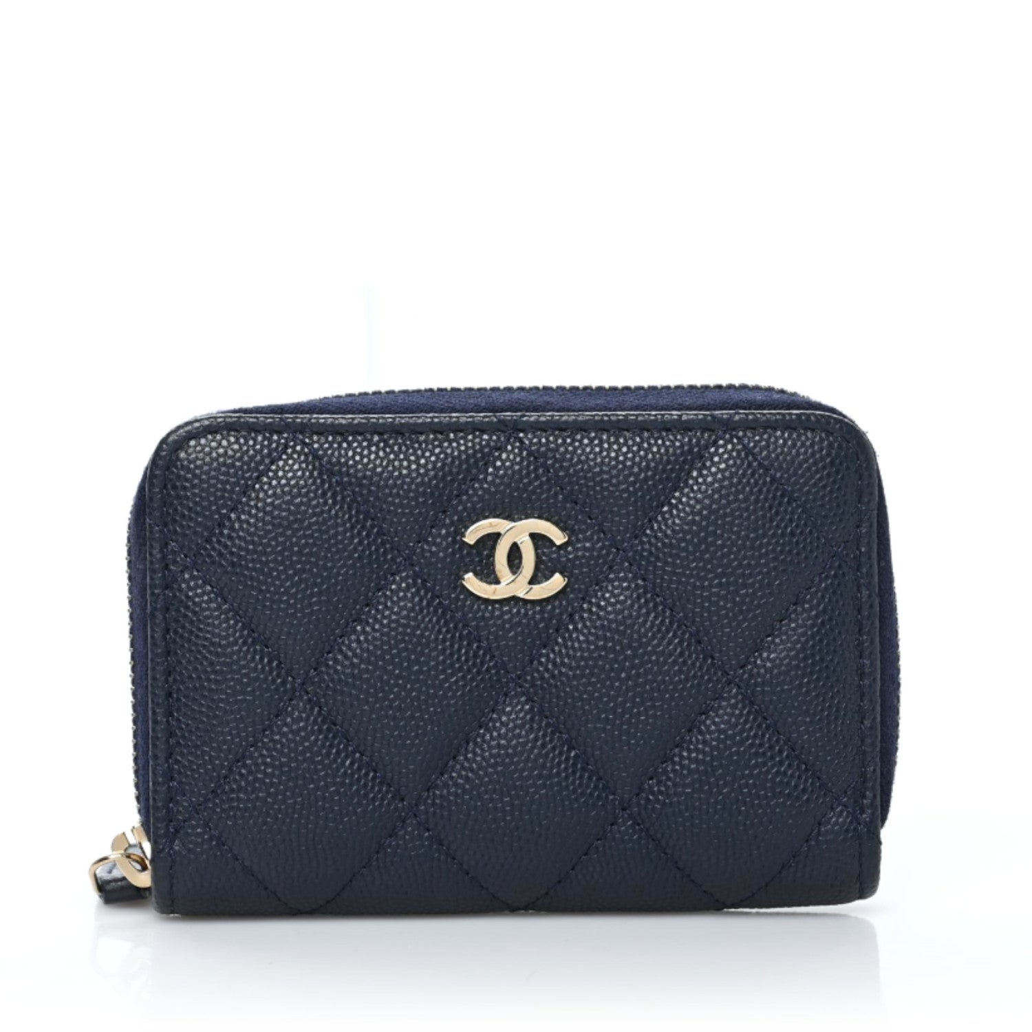 Chanel Caviar Quilted Zip Card Holder Navy 1 of 8