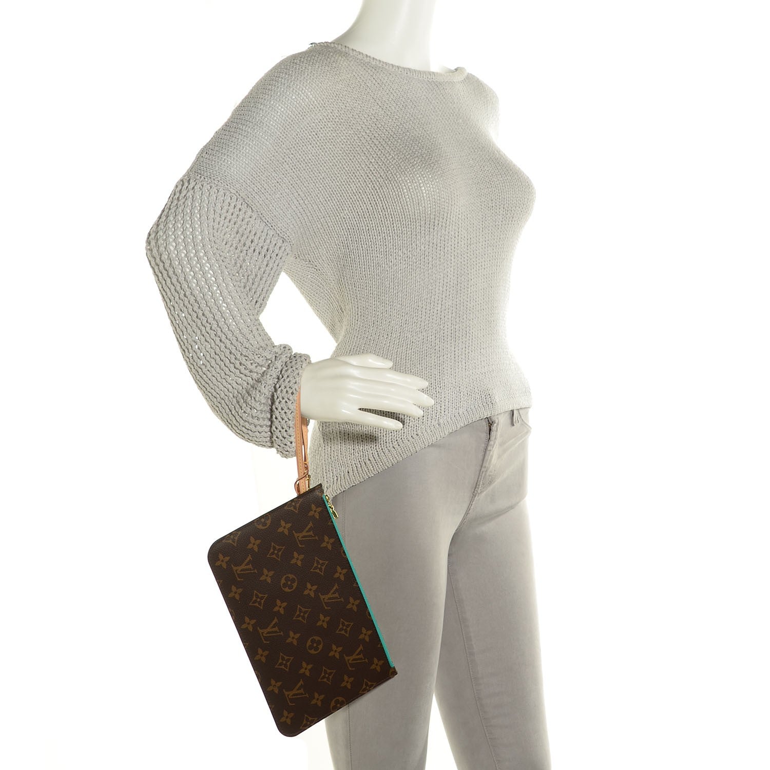 Louis Vuitton Monogram Neverfull MM GM Pochette Turquoise 2 of 7