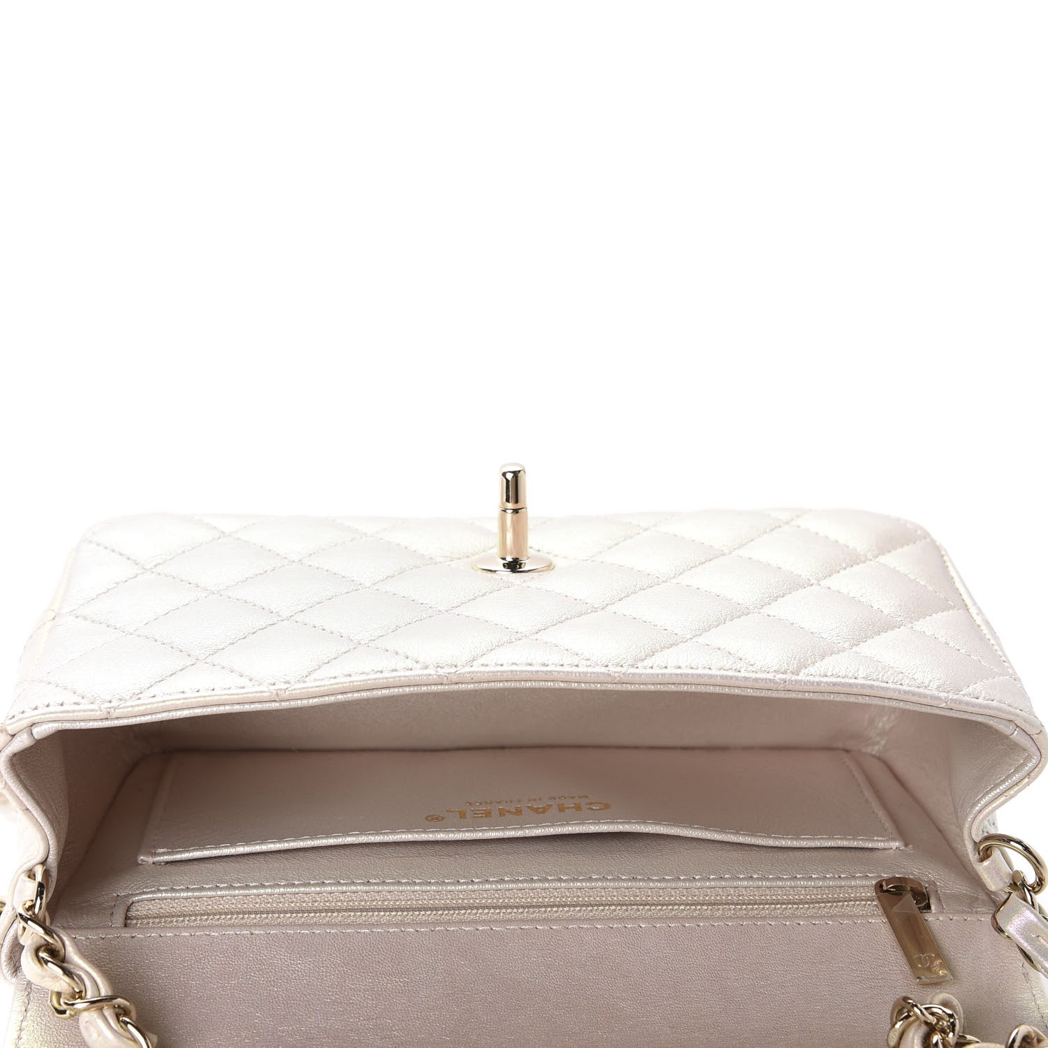 Chanel Iridescent Lambskin Quilted Mini Rectangular Flap Ivory 5 of 11