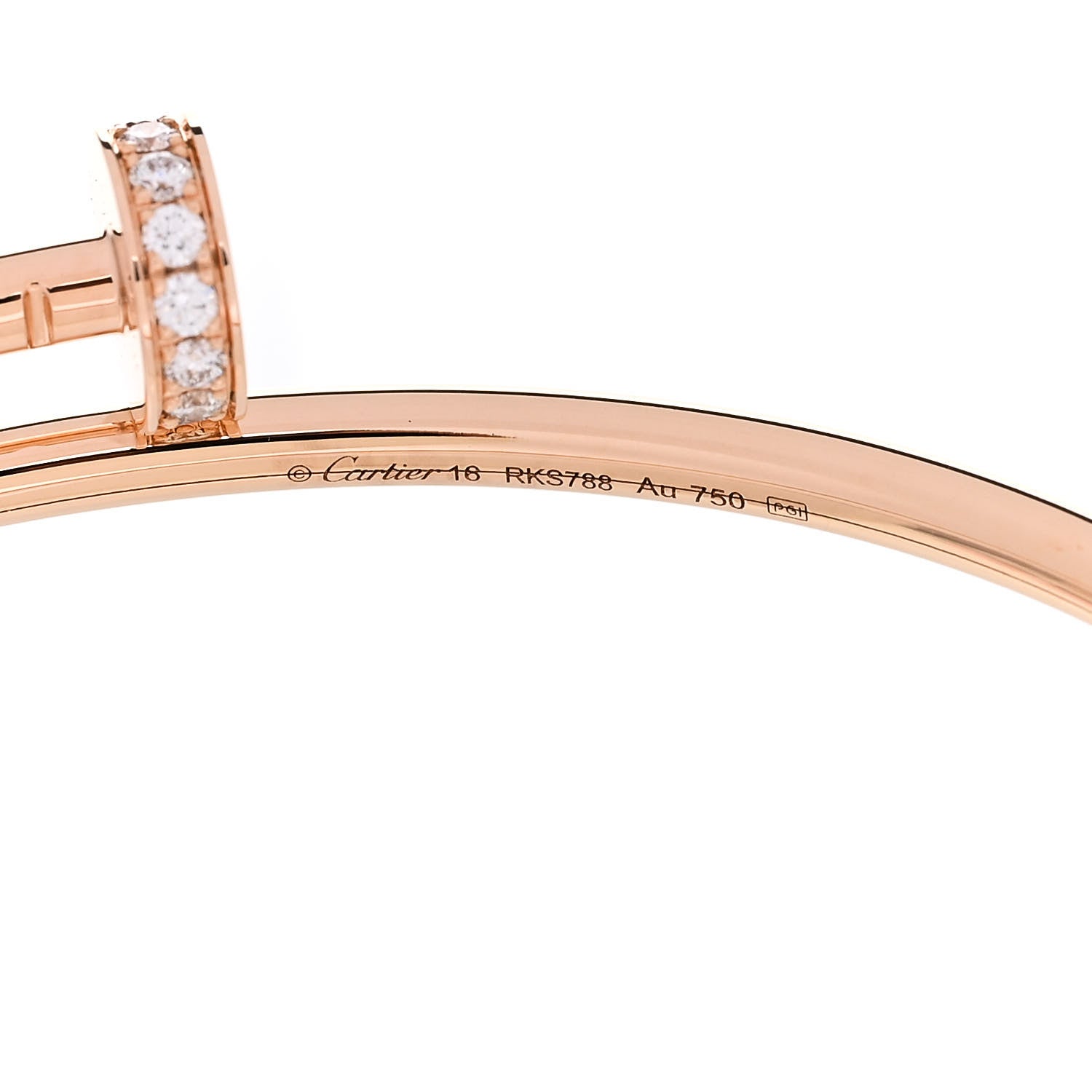Cartier 18K Pink Gold Diamond Small Juste Un Clou Bracelet 16 3 of 4