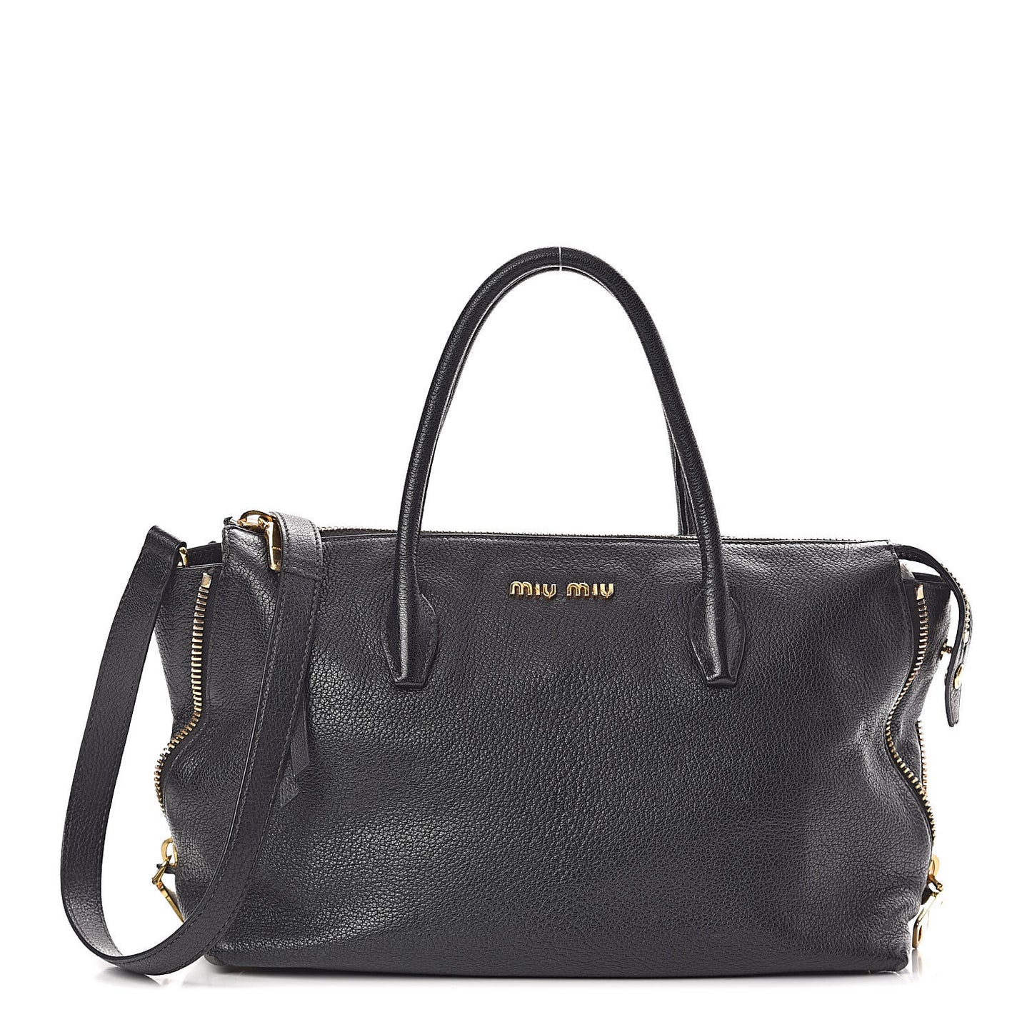 Goatskin Madras Zip Tote Black