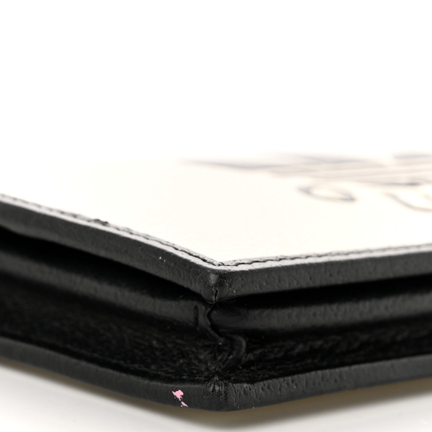 X ADIDAS Textured Dollar Calfskin Trefoil Embossed Wallet On Chain Off White Black