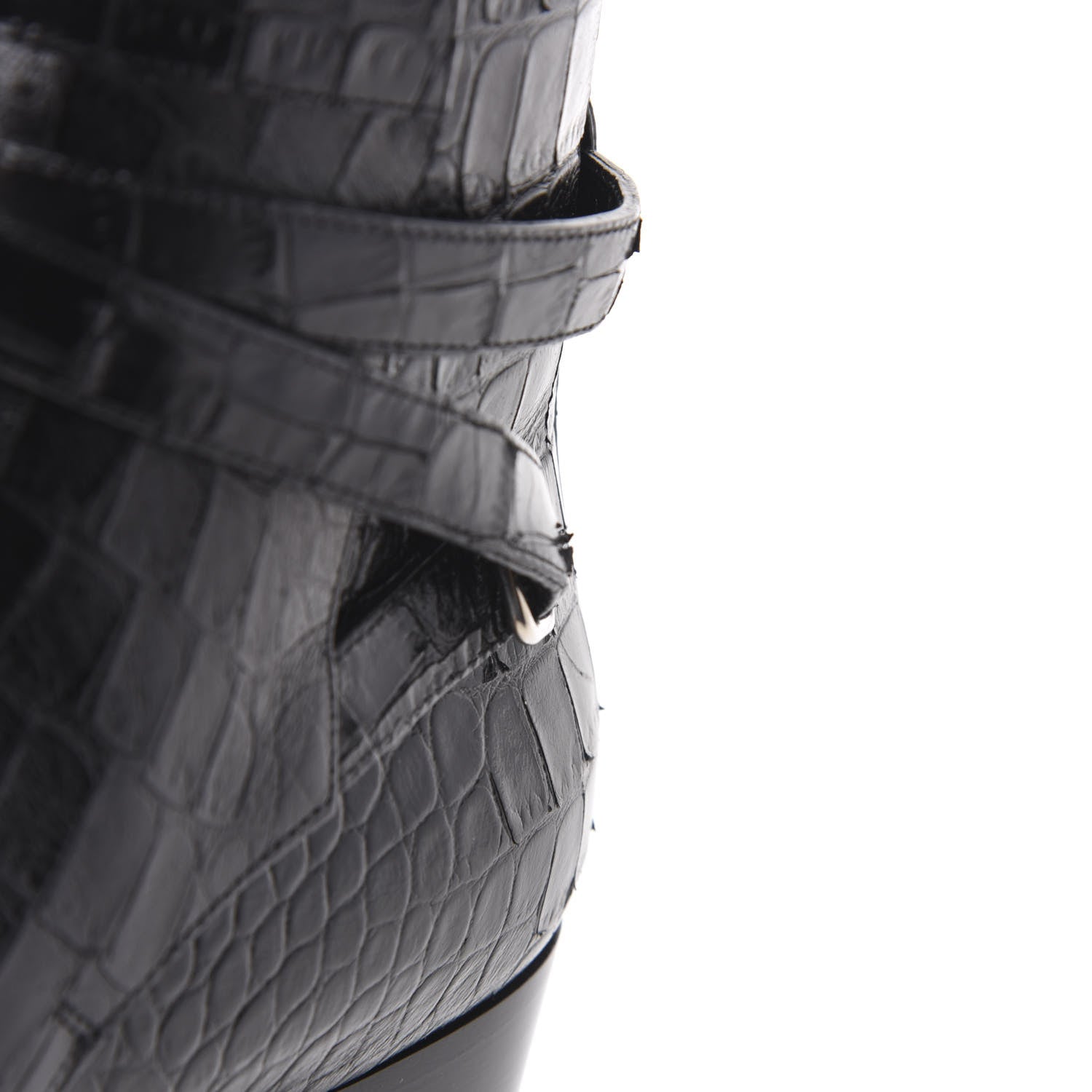 Saint Laurent Calfskin Crocodile Embossed Blake Ankle Boots 40.5 Black 8 of 10
