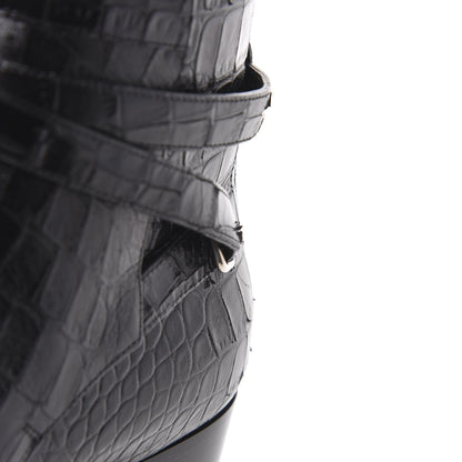 Saint Laurent Calfskin Crocodile Embossed Blake Ankle Boots 40.5 Black 8 of 10