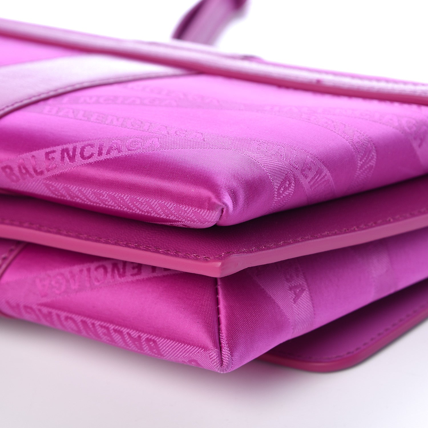 Balenciaga Jacquard Nylon Calfskin Shift Wallet On Strap Pink 11 of 12
