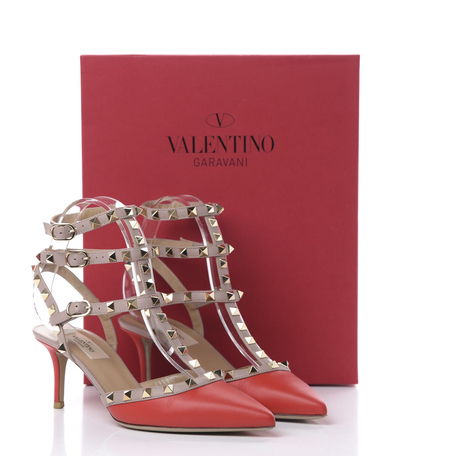 Valentino Garavani Nappa Rockstud Ankle Strap 65mm Pumps 38 Deep Coral Poudre 12 of 12