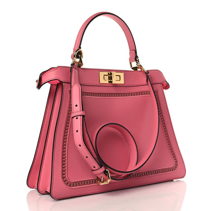 Fendi Calfskin Floral Ajour Embroidered Medium Peekaboo I SEE U Satchel Rosa 2 of 8