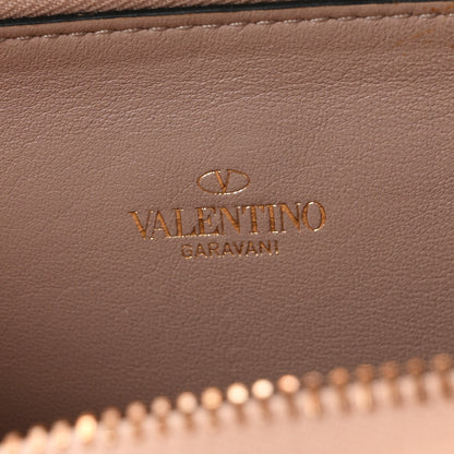 Valentino Garavani Metallic Pebbled Calfskin Rockstud Zip Around Wallet Rame 6 of 8