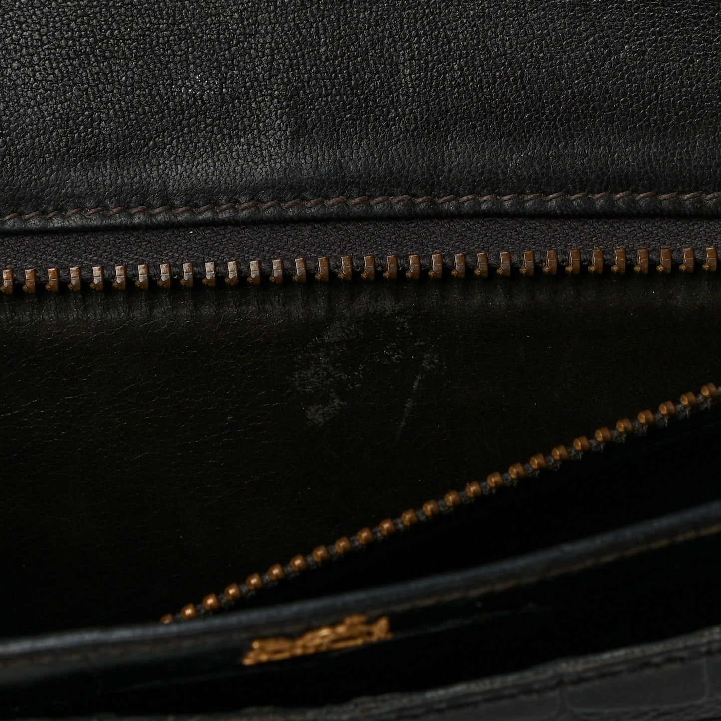 Shiny Porosus Crocodile Lydie Clutch Chocolate