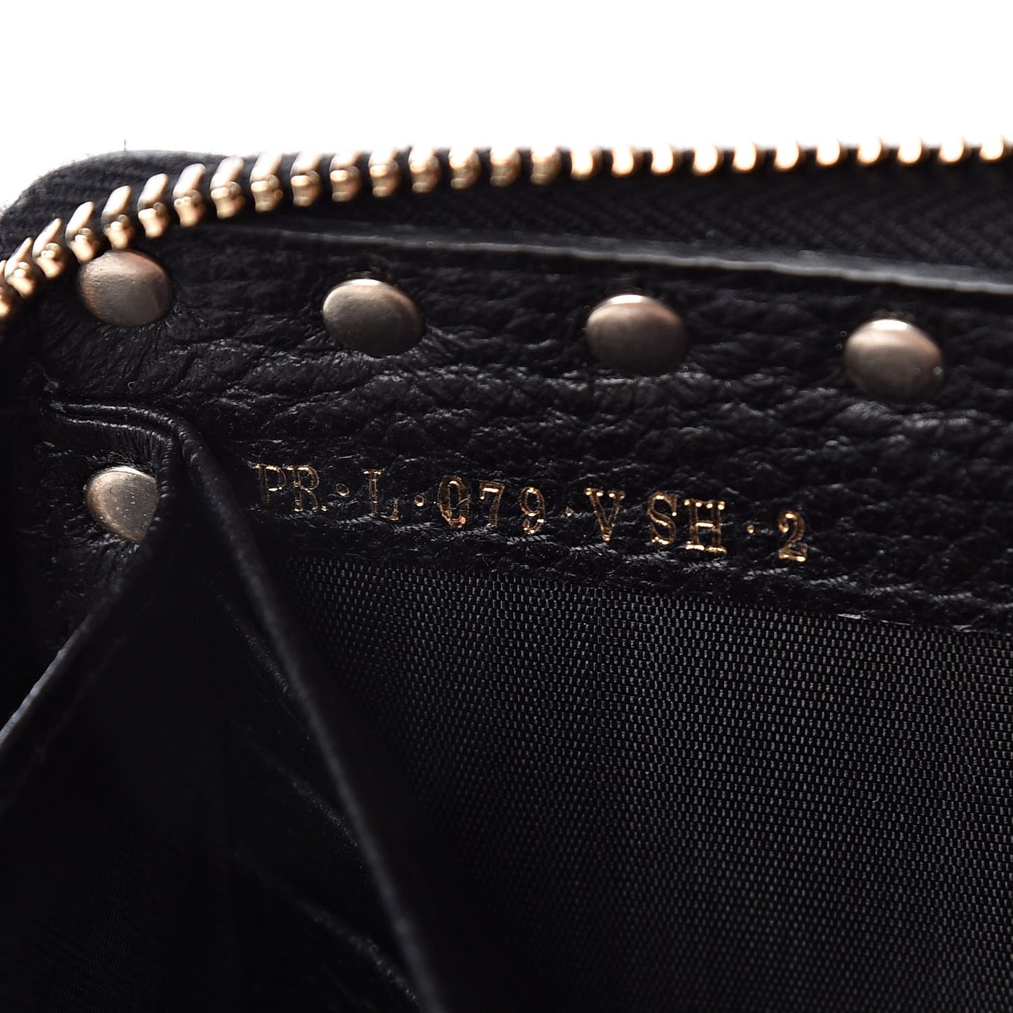 Pebbled Calfskin Rockstud Zip Around Wallet Black