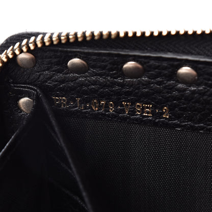 Valentino Garavani Pebbled Calfskin Rockstud Zip Around Wallet Black 7 of 10