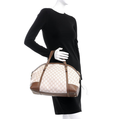 Gucci GG Supreme Monogram Calfskin Medium Nice Top Handle Dome Bag New Mystic White Beige Brown 3 of 13