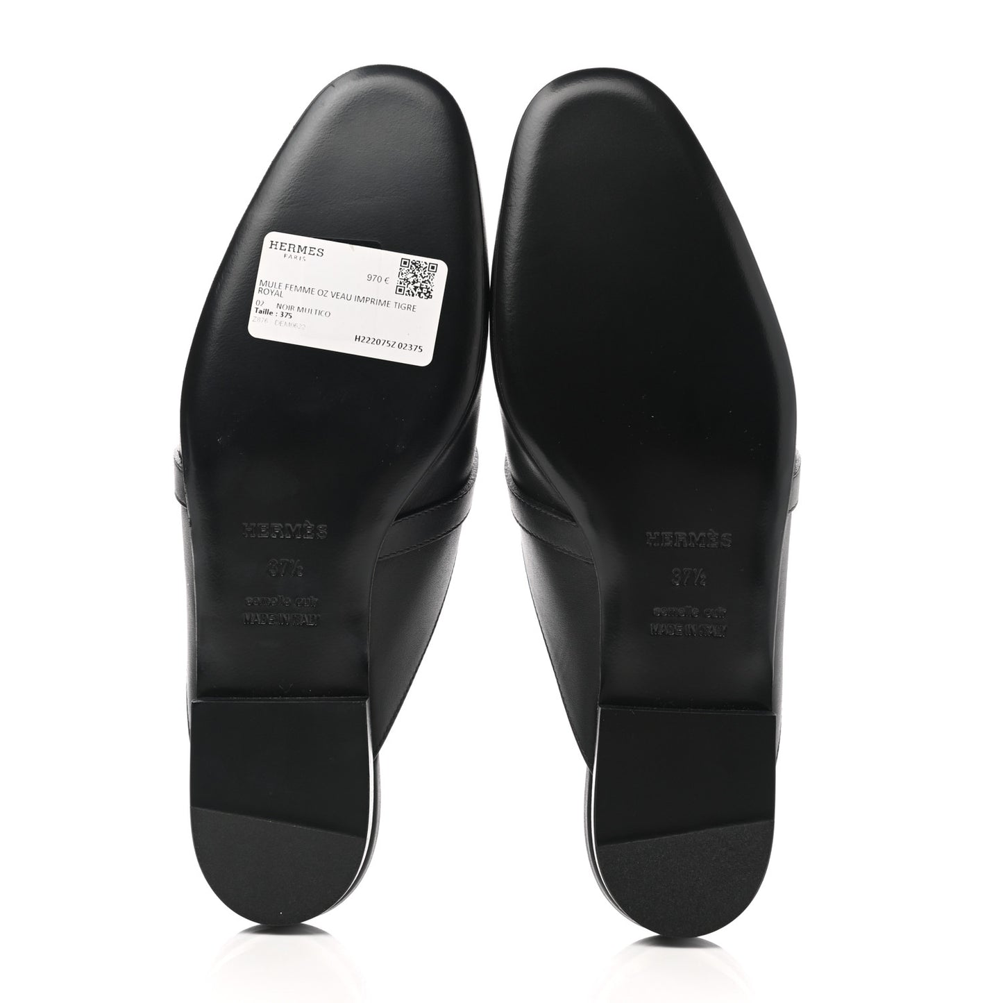 Printed Calfskin Tigre Royal Oz Mules 37.5 Black