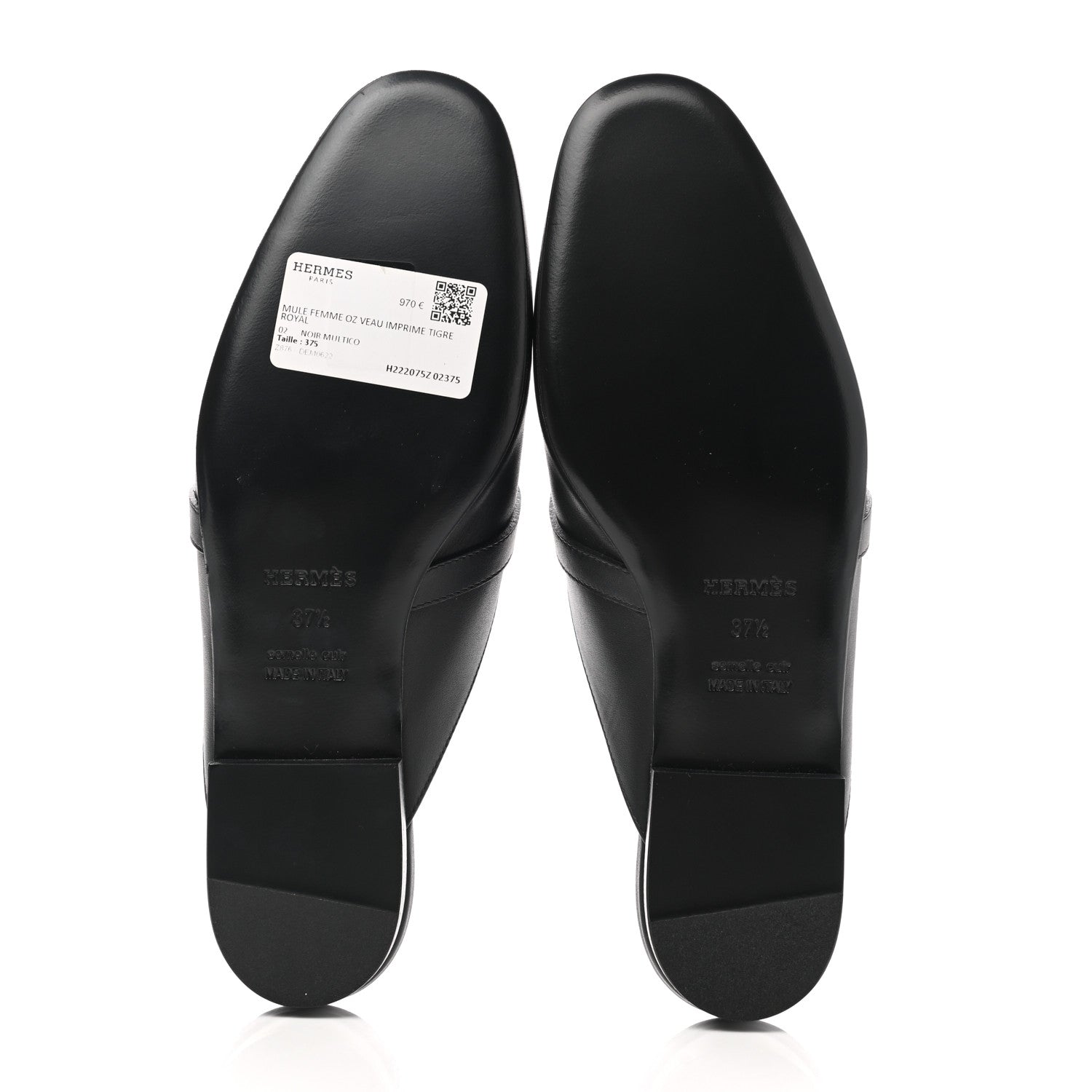 Hermes Printed Calfskin Tigre Royal Oz Mules 37.5 Black 5 of 9