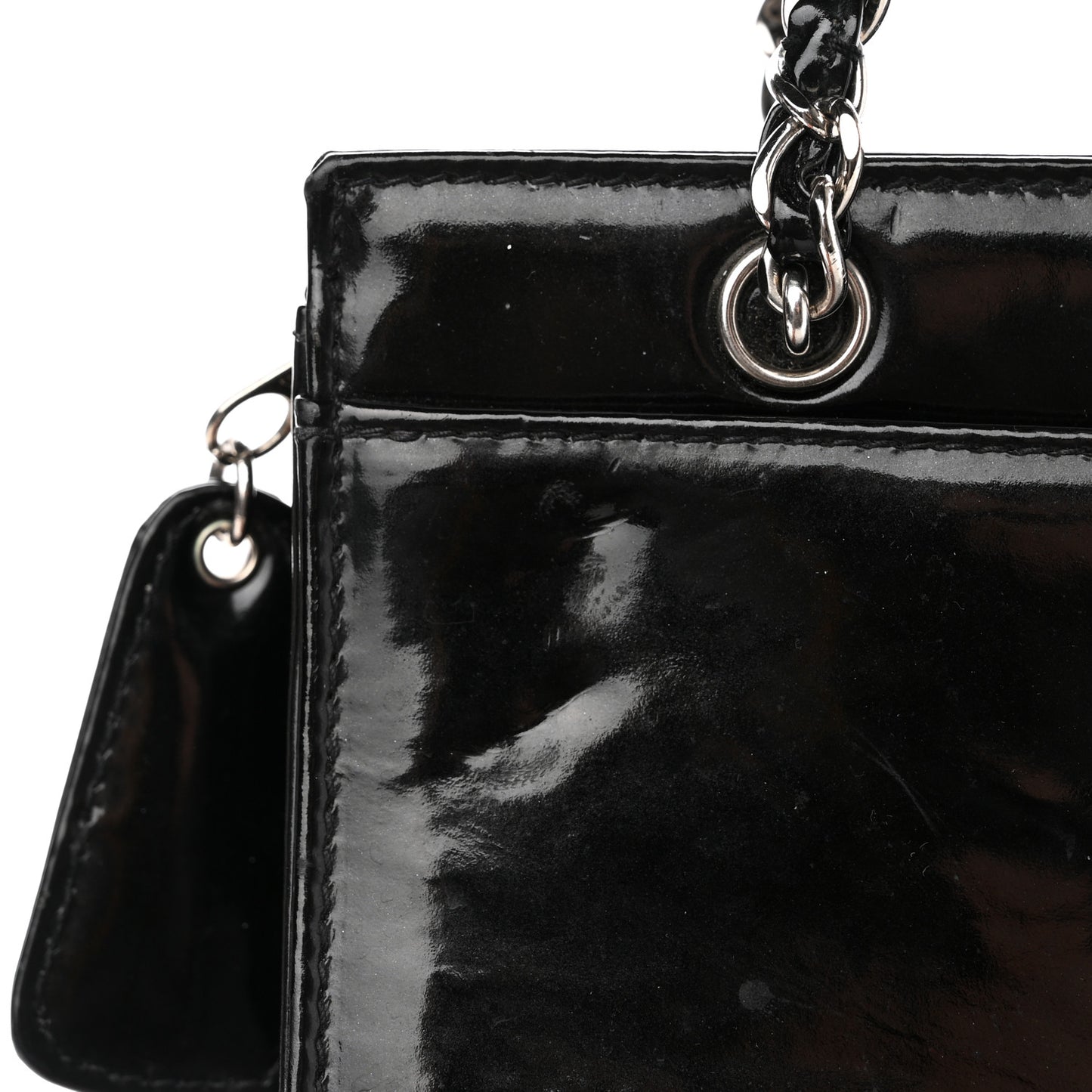 Patent CC Shoulder Bag Black