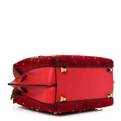 MCM Velvet Studded Mini Insignia Milla Tote Ruby Red 4 of 12