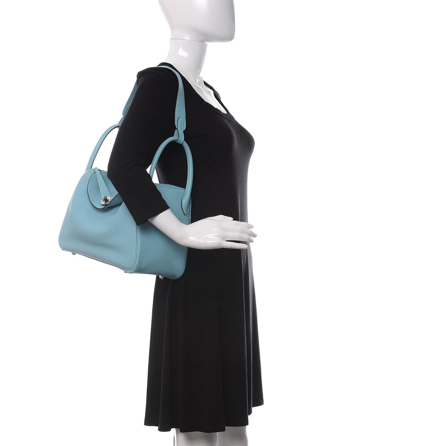 Hermes Taurillon Clemence Lindy 30 Bleu Atoll 2 of 9
