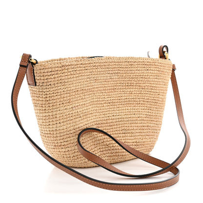 Loewe Calfskin Raffia Paulas Ibiza Pochette Bag Natural Tan 2 of 9