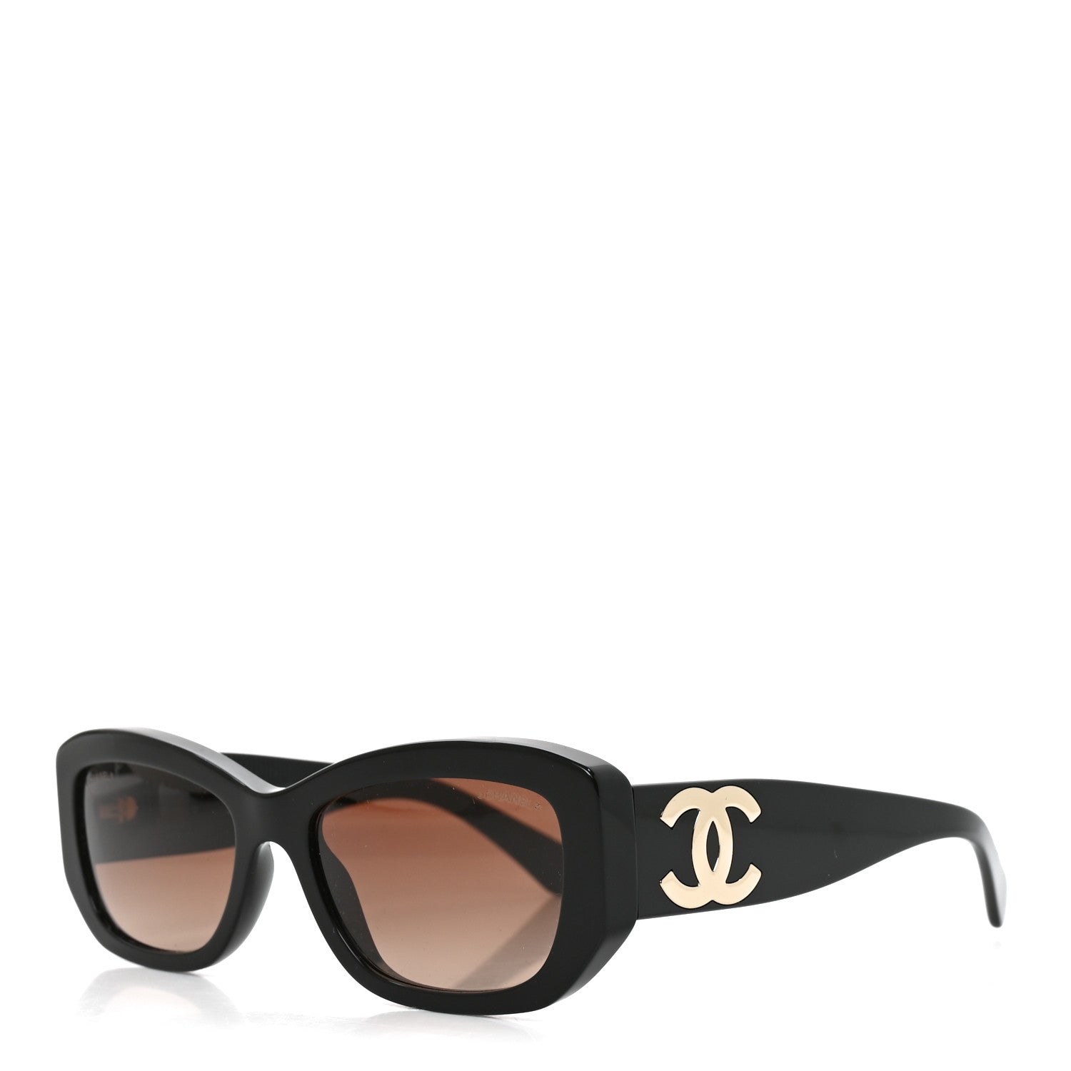 Chanel Acetate Rectangle Sunglasses 5493 Black Brown 1 of 7