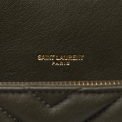 Saint Laurent Sheepskin Matelasse Chevron Monogram Medium College Bag Military Olive 6 of 13
