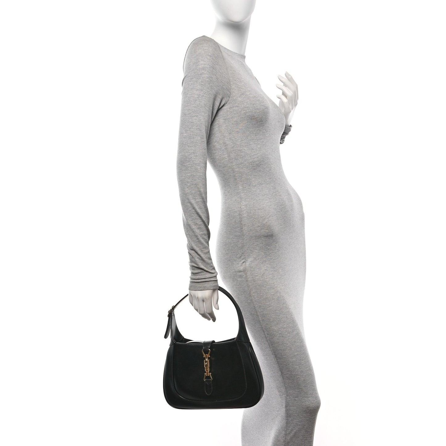 Boarded Dyana Lux Calfskin Small Jackie 1961 Hobo Black