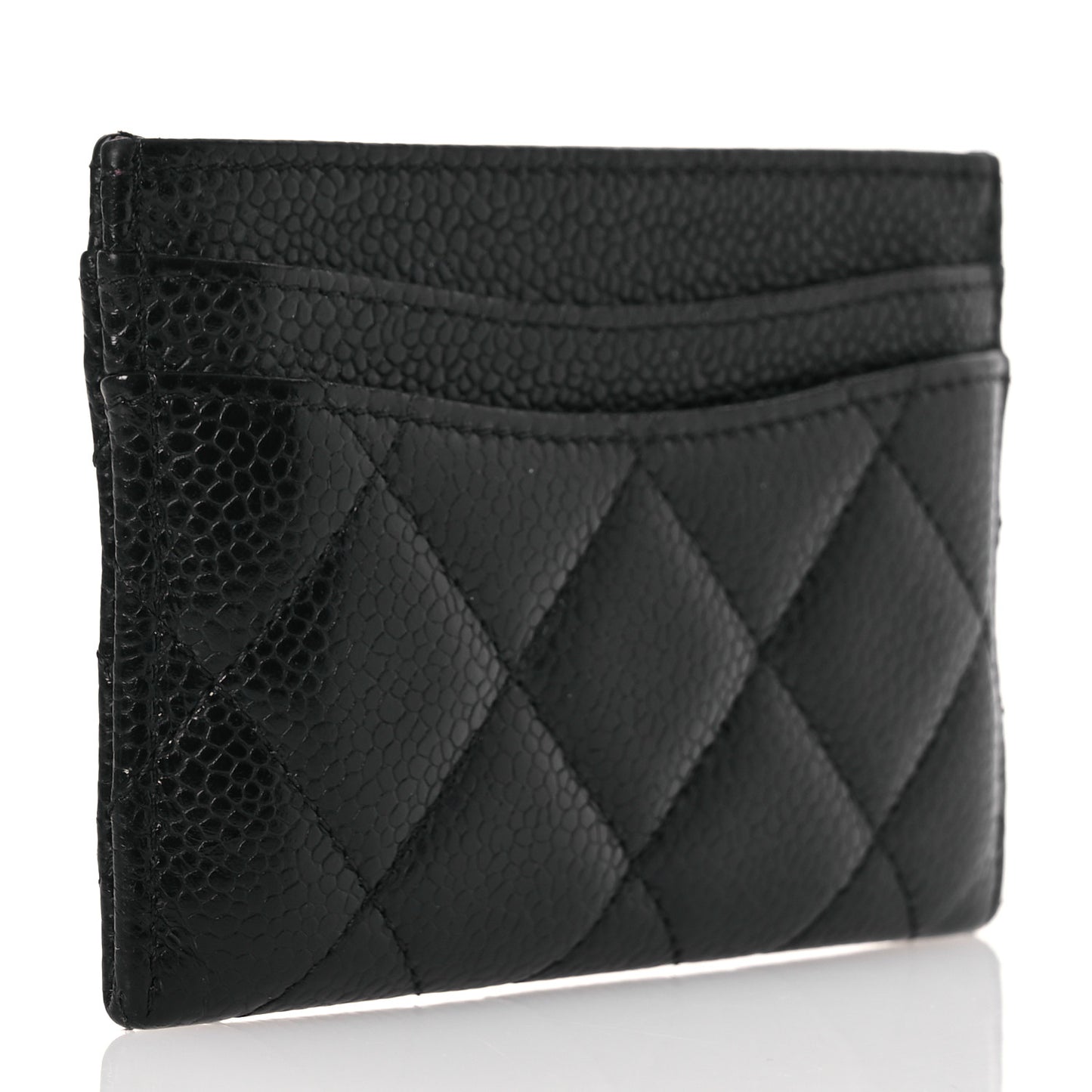 Caviar Quilted Card Holder Black