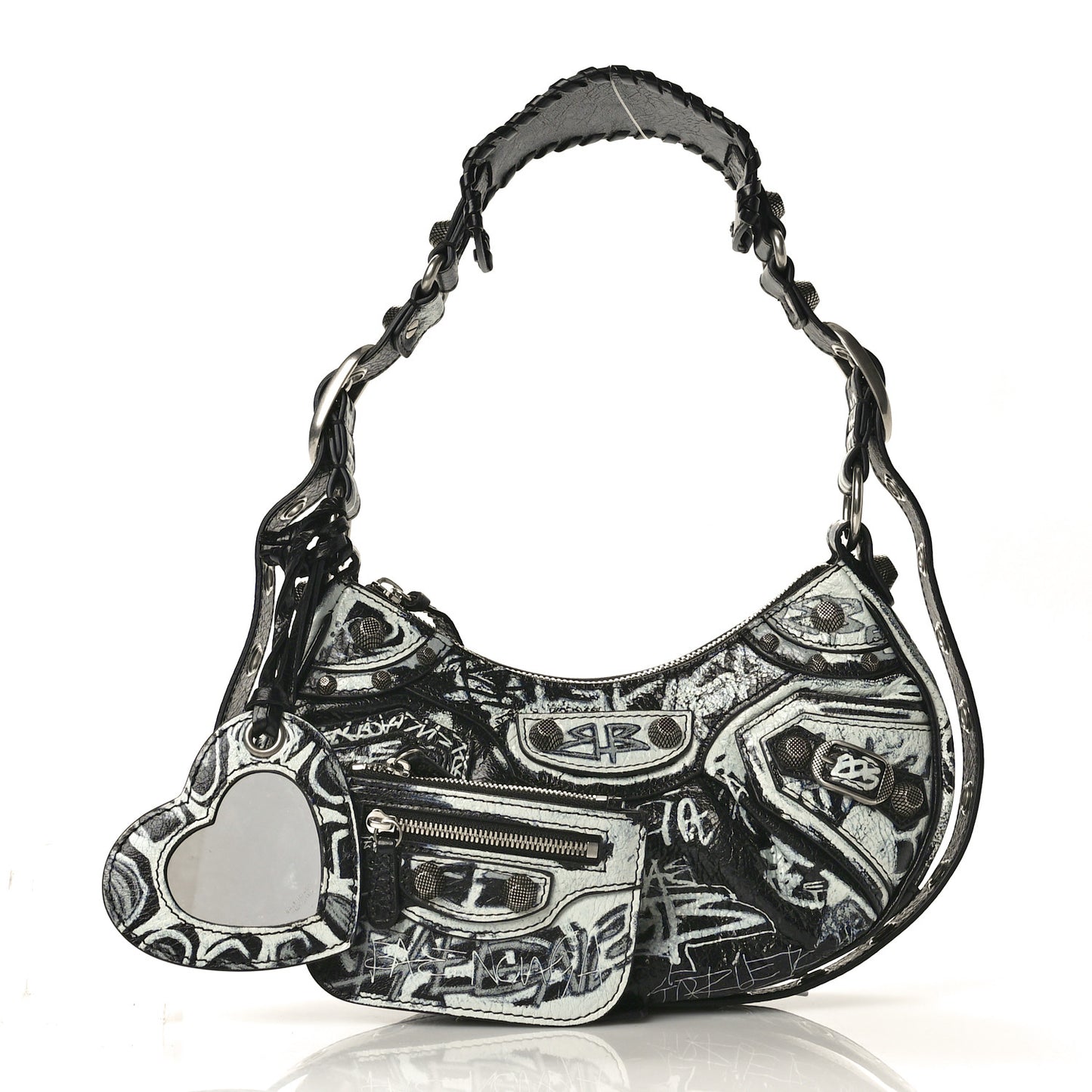 Agneau Arena Graffiti Le Cagole Shoulder Bag XS Black
