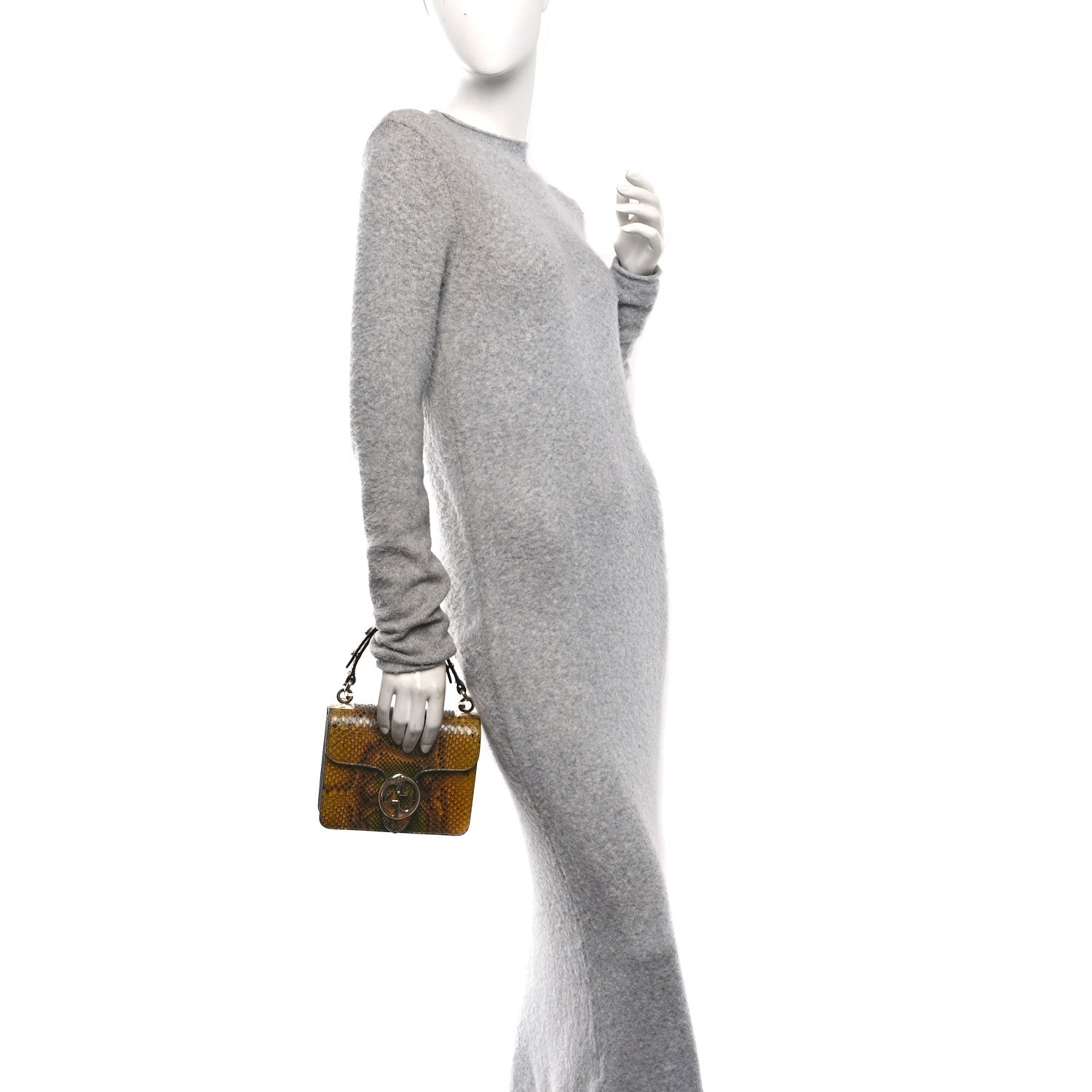 Gucci Snakeskin Small 1973 Top Handle Bag Yellow 2 of 10