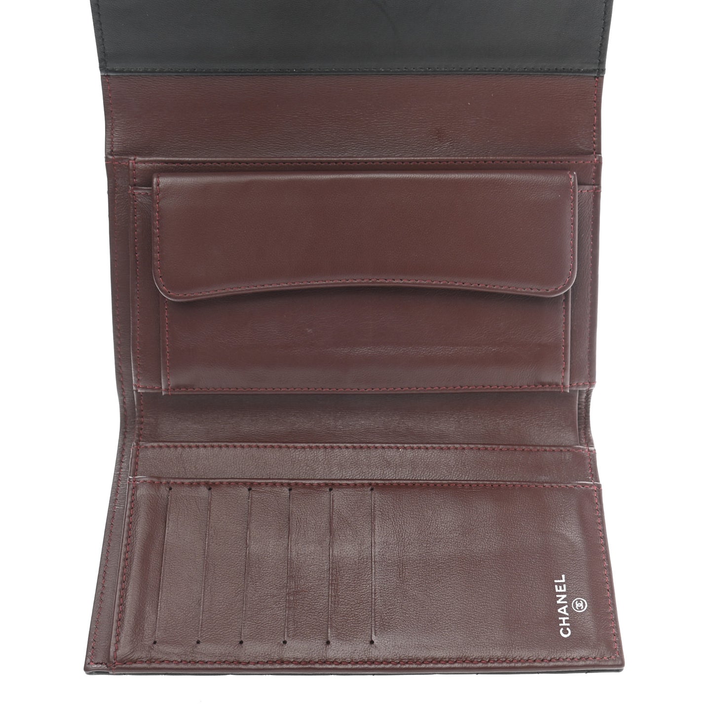 Lambskin Quilted Large Flap Wallet Black