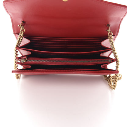 Gucci Calfskin Matelasse GG Marmont Chain Wallet Hibiscus Red 5 of 10