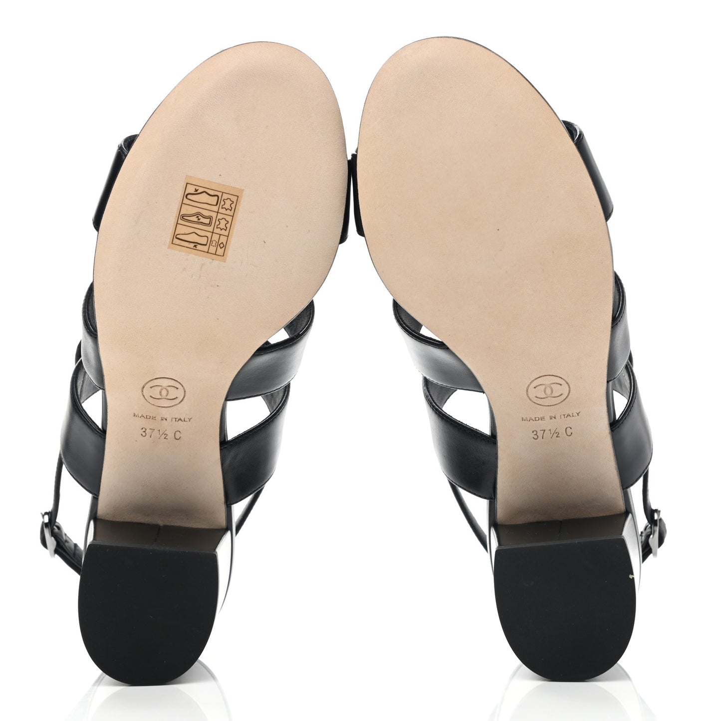 Calfskin CC Turnlock Sandals 37.5 Black