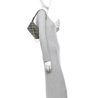 Christian Dior Oblique Jacquard Calfskin 30 Montaigne D-Vine Pouch With Chain Blue 2 of 11